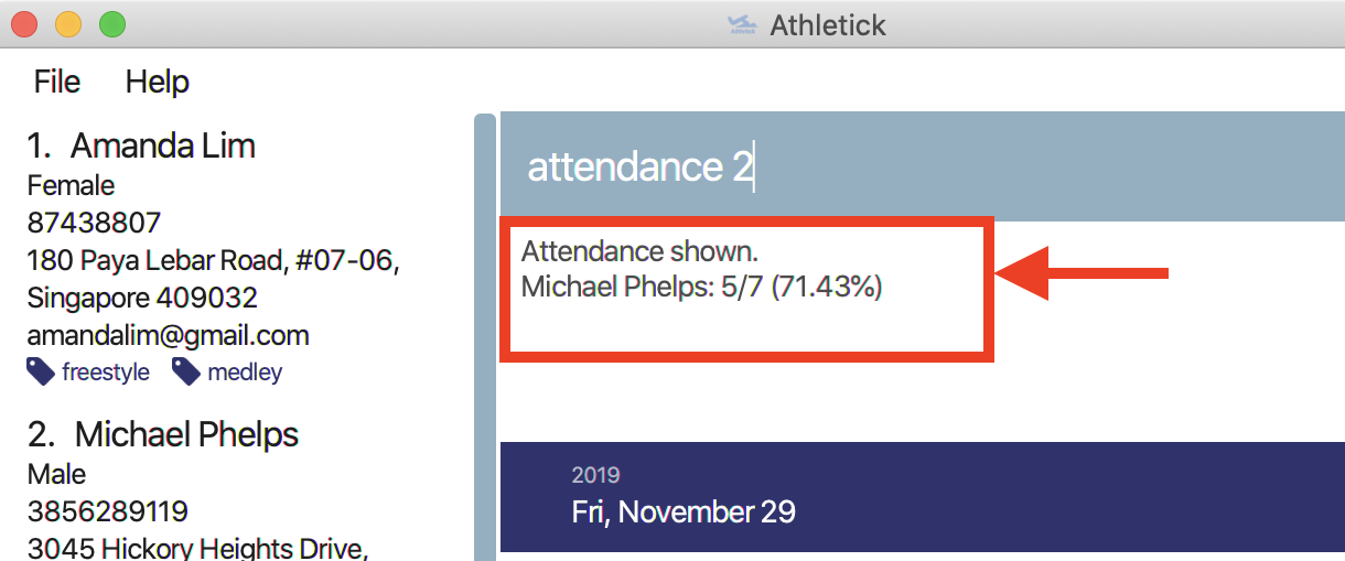 attendance command after